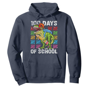 100th Day Of School Hoodie 100 Days Dino Dinosaur TS10 Navy Print Your Wear