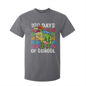 100th Day Of School T Shirt For Kid 100 Days Dino Dinosaur TS10 Charcoal Print Your Wear