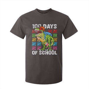 100th Day Of School T Shirt For Kid 100 Days Dino Dinosaur TS10 Dark Chocolate Print Your Wear