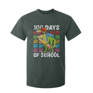 100th Day Of School T Shirt For Kid 100 Days Dino Dinosaur TS10 Dark Forest Green Print Your Wear