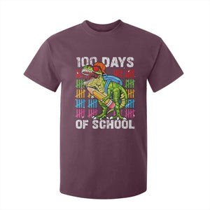 100th Day Of School T Shirt For Kid 100 Days Dino Dinosaur TS10 Maroon Print Your Wear