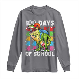 100th Day Of School Long Sleeve Shirt 100 Days Dino Dinosaur TS10 Charcoal Print Your Wear