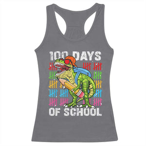 100th Day Of School Racerback Tank Top 100 Days Dino Dinosaur TS10 Charcoal Print Your Wear