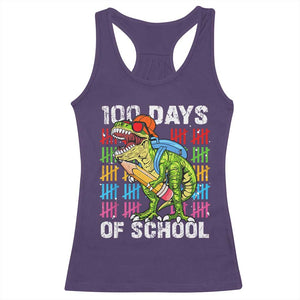 100th Day Of School Racerback Tank Top 100 Days Dino Dinosaur TS10 Purple Print Your Wear