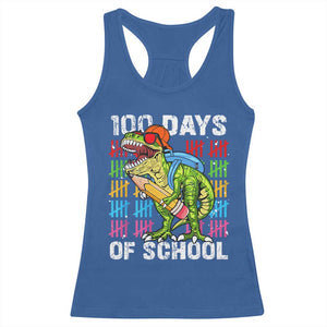 100th Day Of School Racerback Tank Top 100 Days Dino Dinosaur TS10 Royal Blue Print Your Wear