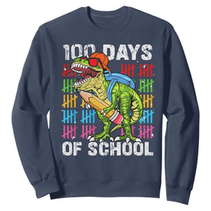 100th Day Of School Sweatshirt 100 Days Dino Dinosaur TS10 Navy Print Your Wear