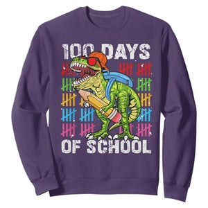 100th Day Of School Sweatshirt 100 Days Dino Dinosaur TS10 Purple Print Your Wear