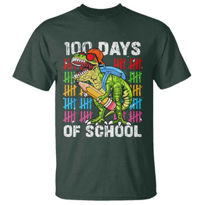 100th Day Of School T Shirt 100 Days Dino Dinosaur TS10 Dark Forest Green Print Your Wear