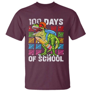 100th Day Of School T Shirt 100 Days Dino Dinosaur TS10 Maroon Print Your Wear