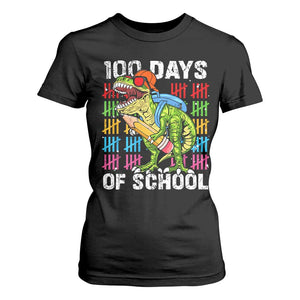 100th Day Of School T Shirt For Women 100 Days Dino Dinosaur TS10 Black Print Your Wear