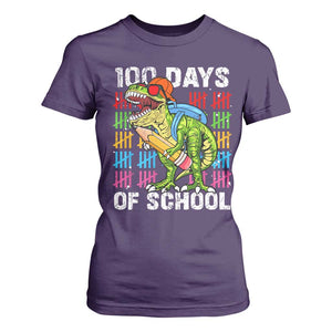 100th Day Of School T Shirt For Women 100 Days Dino Dinosaur TS10 Purple Print Your Wear