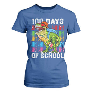 100th Day Of School T Shirt For Women 100 Days Dino Dinosaur TS10 Royal Blue Print Your Wear