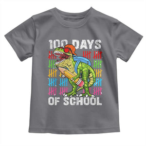 100th Day Of School Toddler T Shirt 100 Days Dino Dinosaur TS10 Charcoal Print Your Wear