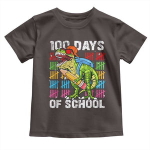 100th Day Of School Toddler T Shirt 100 Days Dino Dinosaur TS10 Dark Chocolate Print Your Wear