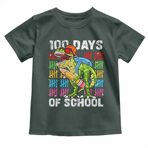 100th Day Of School Toddler T Shirt 100 Days Dino Dinosaur TS10 Dark Forest Green Print Your Wear