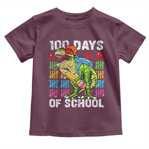 100th Day Of School Toddler T Shirt 100 Days Dino Dinosaur TS10 Maroon Print Your Wear