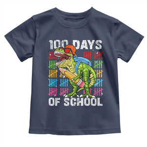 100th Day Of School Toddler T Shirt 100 Days Dino Dinosaur TS10 Navy Print Your Wear