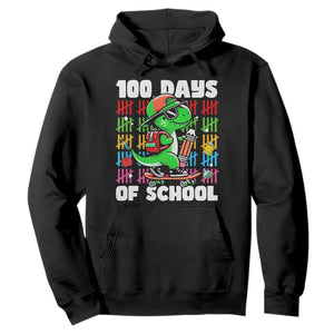 100 Days of School 100th Day Dino Hoodie Trex Dino Skateboard Skateboarding Boys Gift TS10 Black Print Your Wear