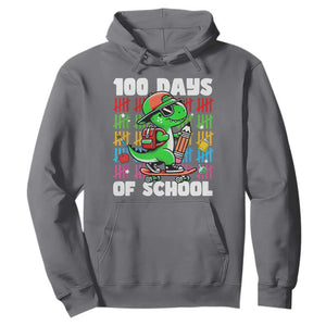 100 Days of School 100th Day Dino Hoodie Trex Dino Skateboard Skateboarding Boys Gift TS10 Charcoal Print Your Wear