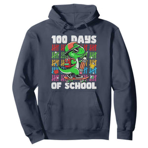 100 Days of School 100th Day Dino Hoodie Trex Dino Skateboard Skateboarding Boys Gift TS10 Navy Print Your Wear