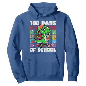 100 Days of School 100th Day Dino Hoodie Trex Dino Skateboard Skateboarding Boys Gift TS10 Royal Blue Print Your Wear