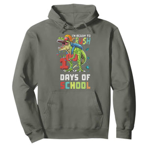 Ready To Crush 100 Days Of School Hoodie T Rex Dinosaur Boys TS10 Military Green Print Your Wear