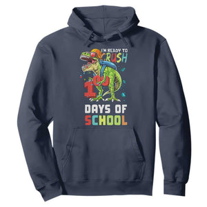 Ready To Crush 100 Days Of School Hoodie T Rex Dinosaur Boys TS10 Navy Print Your Wear