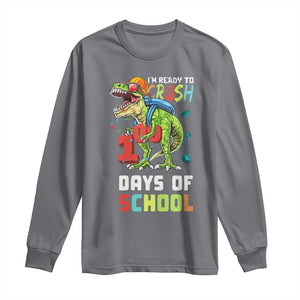 Ready To Crush 100 Days Of School Long Sleeve Shirt T Rex Dinosaur Boys TS10 Charcoal Print Your Wear