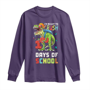 Ready To Crush 100 Days Of School Long Sleeve Shirt T Rex Dinosaur Boys TS10 Purple Print Your Wear