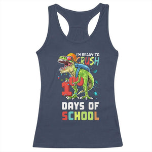 Ready To Crush 100 Days Of School Racerback Tank Top T Rex Dinosaur Boys TS10 Navy Print Your Wear