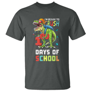 Ready To Crush 100 Days Of School T Shirt T Rex Dinosaur Boys TS10 Dark Heather Print Your Wear