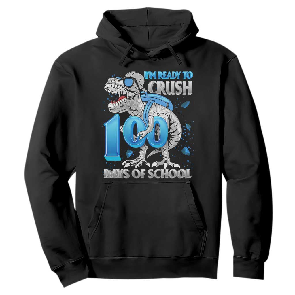 100 Days Of School Dinosaur Hoodie Trex 100th Day of School Boy Gifts TS10 Black Print Your Wear