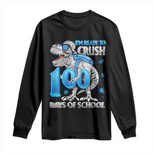 100 Days Of School Dinosaur Long Sleeve Shirt Trex 100th Day of School Boy Gifts TS10 Black Print Your Wear