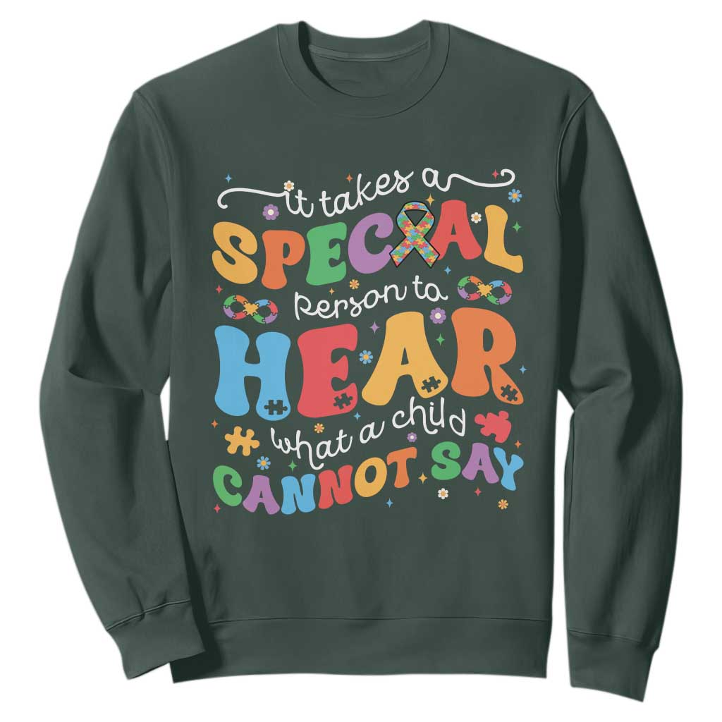Special Education Teacher Sweatshirt Inspirational SPED Teachers Autism A Special Person TS10 Dark Forest Green Print Your Wear