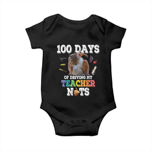 100th Day Of School Baby Onesie Driving My Teacher Nuts Dabbing Squirrel 100 Days TS10 Black Print Your Wear