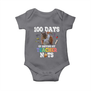 100th Day Of School Baby Onesie Driving My Teacher Nuts Dabbing Squirrel 100 Days TS10 Charcoal Print Your Wear