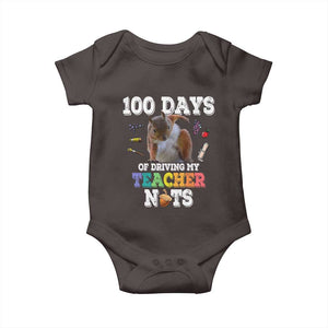 100th Day Of School Baby Onesie Driving My Teacher Nuts Dabbing Squirrel 100 Days TS10 Dark Chocolate Print Your Wear