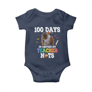 100th Day Of School Baby Onesie Driving My Teacher Nuts Dabbing Squirrel 100 Days TS10 Navy Print Your Wear