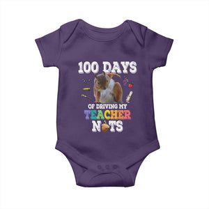 100th Day Of School Baby Onesie Driving My Teacher Nuts Dabbing Squirrel 100 Days TS10 Purple Print Your Wear