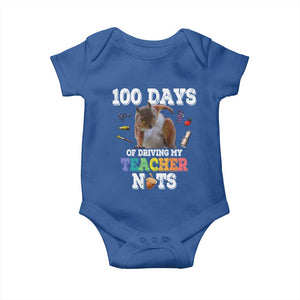 100th Day Of School Baby Onesie Driving My Teacher Nuts Dabbing Squirrel 100 Days TS10 Royal Blue Print Your Wear