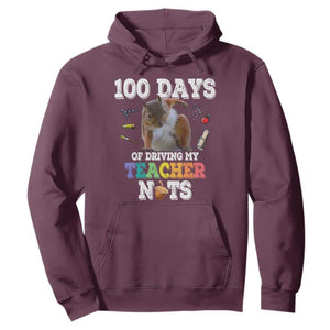 100th Day Of School Hoodie Driving My Teacher Nuts Dabbing Squirrel 100 Days TS10 Maroon Print Your Wear