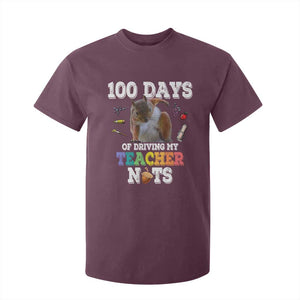 100th Day Of School T Shirt For Kid Driving My Teacher Nuts Dabbing Squirrel 100 Days TS10 Maroon Print Your Wear