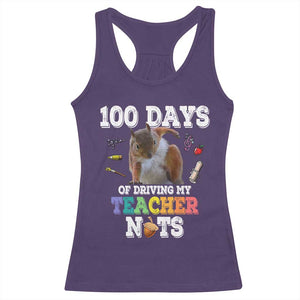 100th Day Of School Racerback Tank Top Driving My Teacher Nuts Dabbing Squirrel 100 Days TS10 Purple Print Your Wear