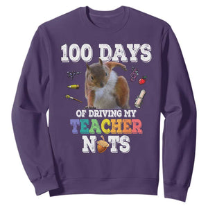 100th Day Of School Sweatshirt Driving My Teacher Nuts Dabbing Squirrel 100 Days TS10 Purple Print Your Wear