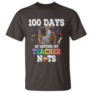 100th Day Of School T Shirt Driving My Teacher Nuts Dabbing Squirrel 100 Days TS10 Dark Chocolate Print Your Wear