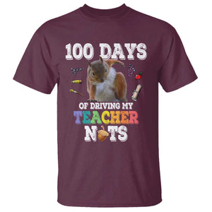 100th Day Of School T Shirt Driving My Teacher Nuts Dabbing Squirrel 100 Days TS10 Maroon Print Your Wear