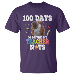 100th Day Of School T Shirt Driving My Teacher Nuts Dabbing Squirrel 100 Days TS10 Purple Print Your Wear