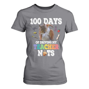 100th Day Of School T Shirt For Women Driving My Teacher Nuts Dabbing Squirrel 100 Days TS10 Charcoal Print Your Wear