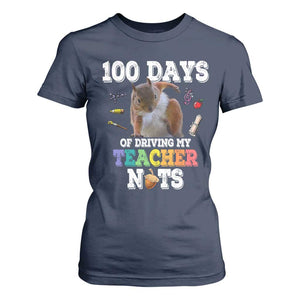 100th Day Of School T Shirt For Women Driving My Teacher Nuts Dabbing Squirrel 100 Days TS10 Navy Print Your Wear