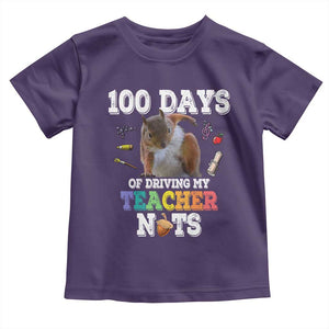 100th Day Of School Toddler T Shirt Driving My Teacher Nuts Dabbing Squirrel 100 Days TS10 Purple Print Your Wear